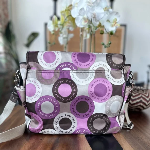 Vintage Coach Purple Signature Messenger or Diaper Bag EUC - Picture 4 of 12